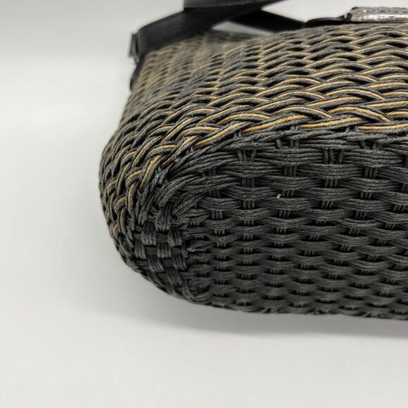 Brighton Black/Tan Jani Woven Shoulder Bag - Picture 9 of 10